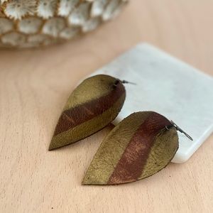 El Dorado Leather Earrings - Triple Stripe & Bronze